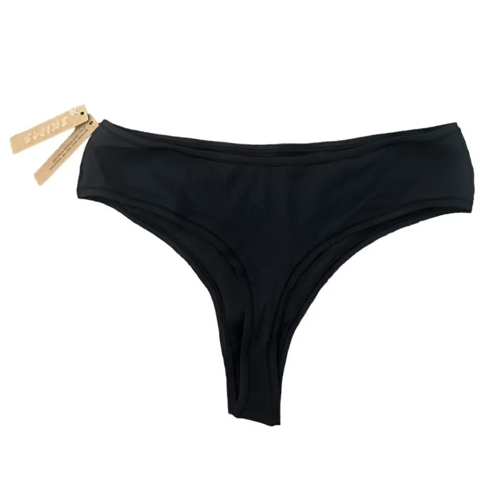 NWT SKIMS Fits Everybody Dipped Front Thong In Onyx Black
